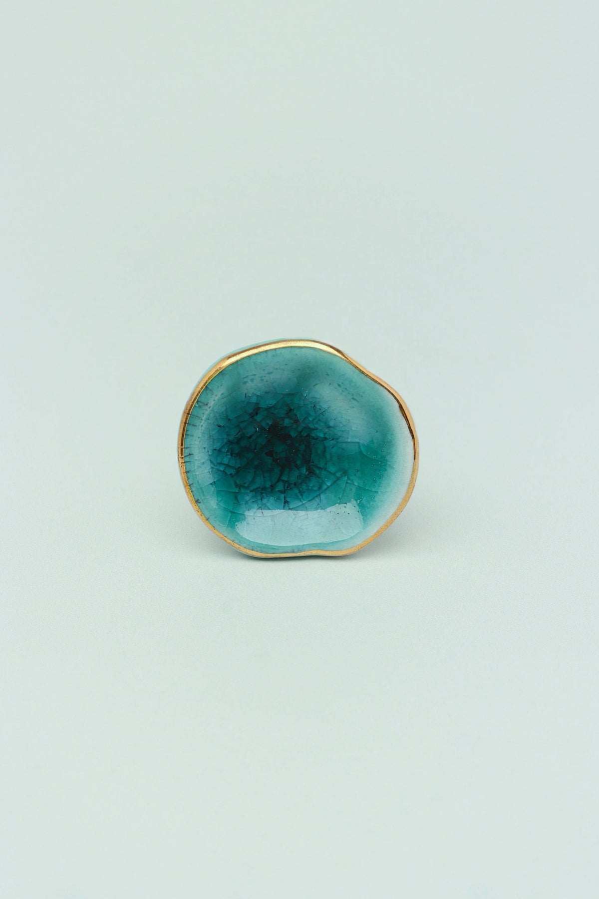 Rhodes ceramic cabinet knob with gold trim close-up — hand-painted detail, G Decor