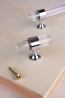Knightsbridge Crystal Bar Pull Handle in Polished Chrome