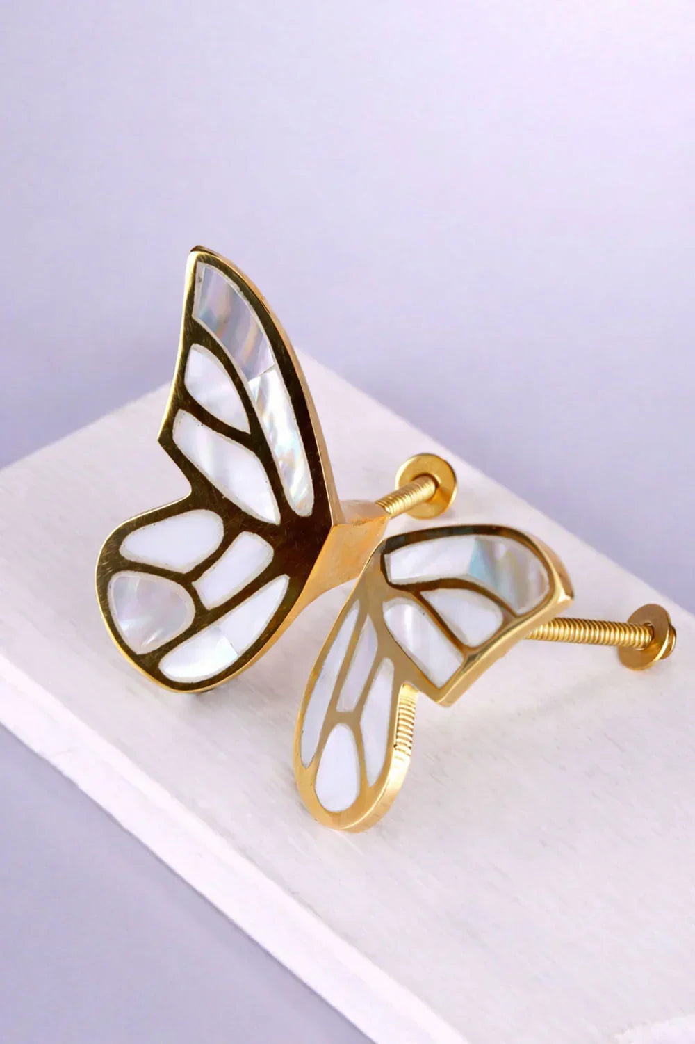 Papillon Royale Pair of Brass and Mother of Pearl Butterfly Wing Pulls — G Decor