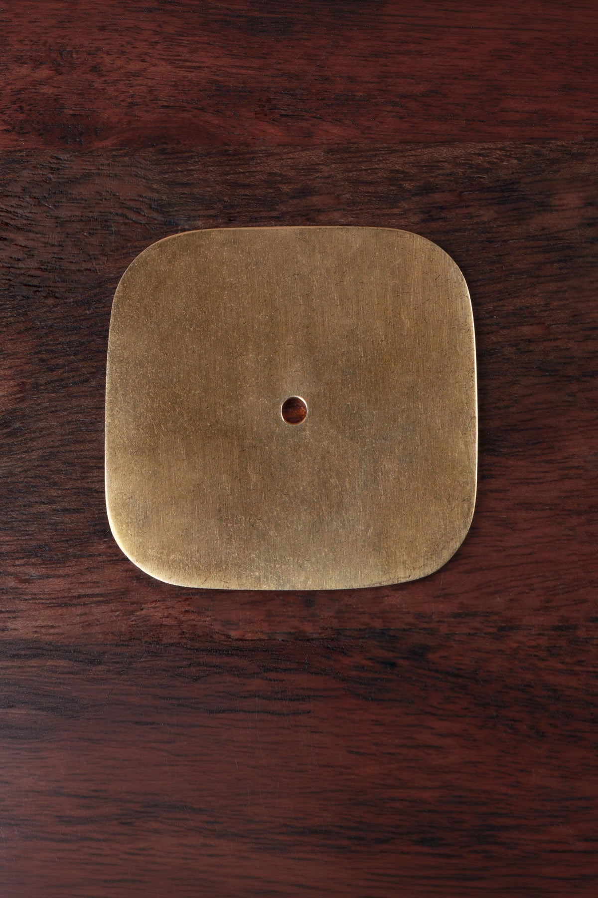 Squircle aged brass backplate rosette, a rounded square, 60 by 60mm