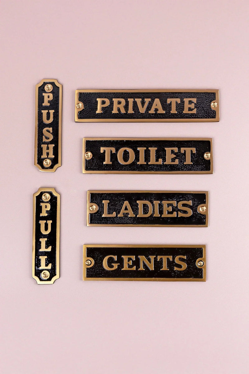 British Pub Black and Brass Raised-Letter Door Sign