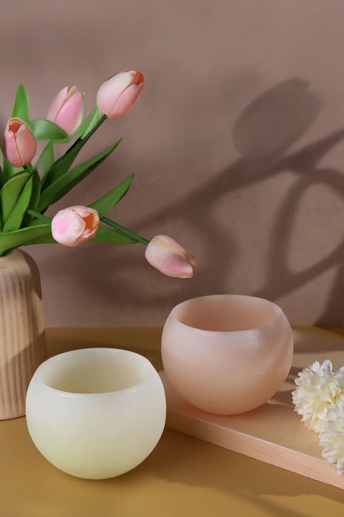 Pastelle Wax Tealight Lantern Holder in Soft Blush — alternate view, G Decor