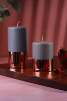 Ceraven Glass-Effect Pillar Candle in Grey and Brushed Copper — alternate view, G Decor