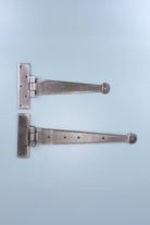 9″ or 12″ Pair of Hand-Forged Coinbase T Hinges in Pewter Finish — G Decor
