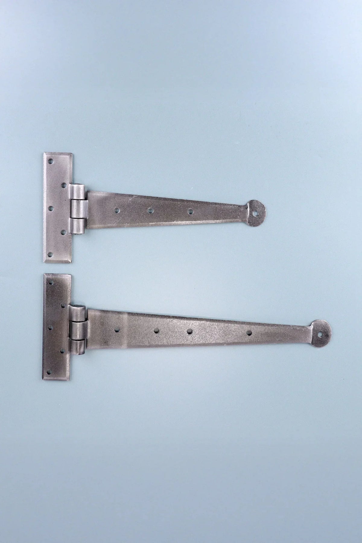 9″ or 12″ Pair of Hand-Forged Coinbase T Hinges in Pewter Finish — G Decor