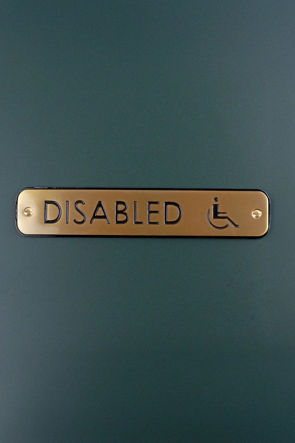 Satin Brass Engraved Door Sign for Ladies Gents or Disabled — close-up view, G Decor