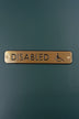 Satin Brass Engraved Door Sign for Ladies Gents or Disabled — close-up view, G Decor
