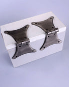 Pair of Hand-Forged Iron Butterfly Hinges, Pewter — G Decor