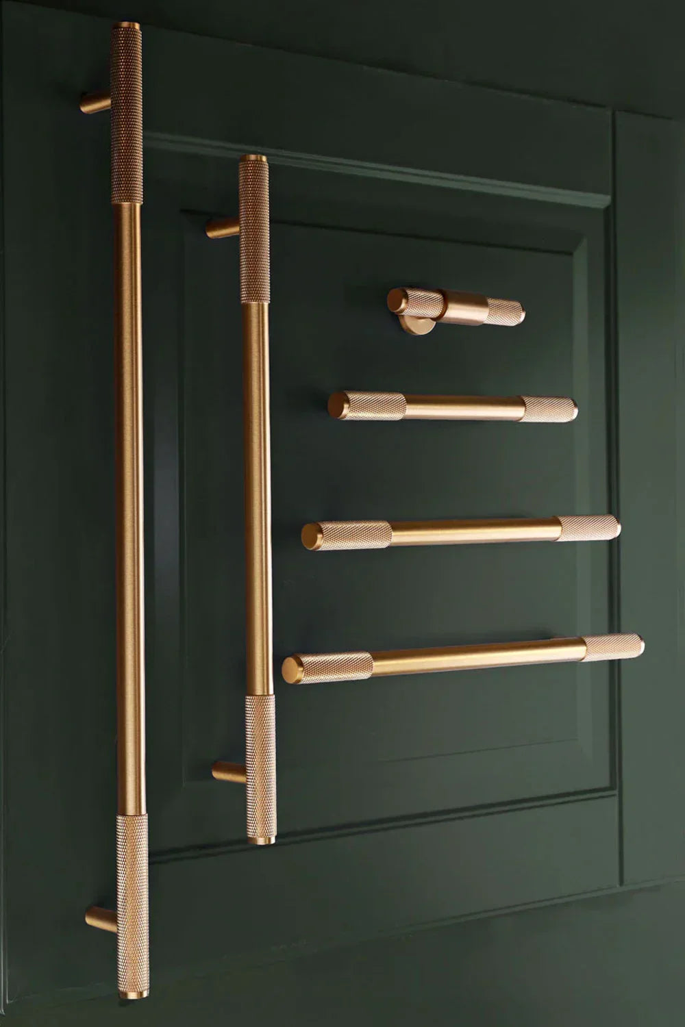 Mayfair Knurled Brass Bar Pull Handle in Satin Brass — G Decor