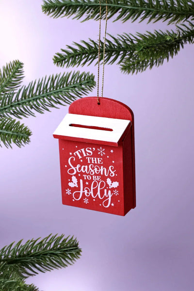 Décoration de Sapin de Noël Boîte aux Lettres en Bois avec Message Secret et Porte-Cadeau