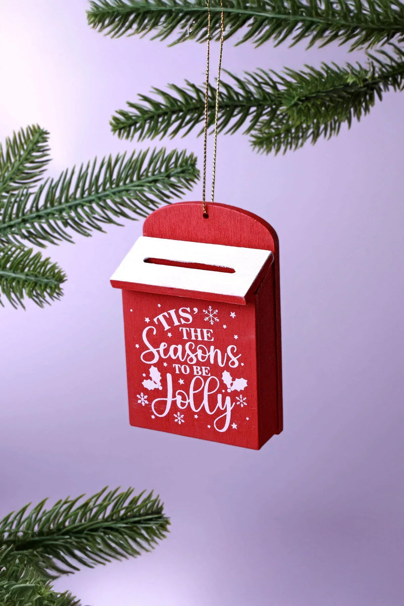 Décoration de Sapin de Noël Boîte aux Lettres en Bois avec Message Secret et Porte-Cadeau