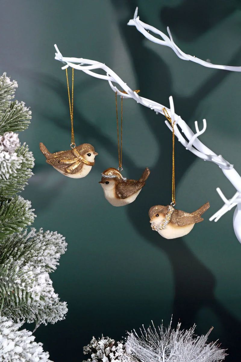 Décorations à Suspendre pour Sapin de Noël Rouge-gorge — Lot de 3