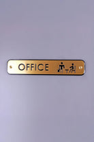 Polished Brass Engraved Door Sign for Push Pull Exit or Office — lifestyle view, G Decor