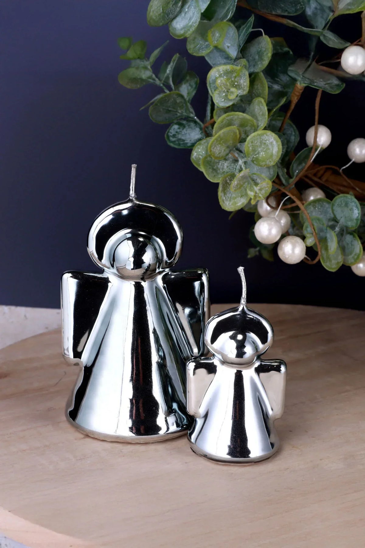 Mirror Glass Silver Angel Sculptural Candle — G Decor