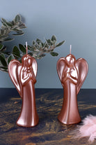 Celestielle Pair of Rose Gold Sculptural Angel Candles — G Decor