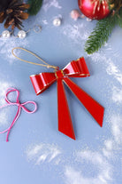 Red Christmas Bow Hanging Decoration with Gold Trim — G Decor