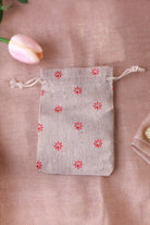 Set of 2 or 5 Blossom Reusable Linen Gift Bag Favour Pouches — lifestyle view, G Decor