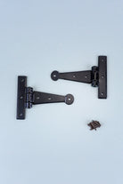 4″ or 6″ Pair of Hand-Forged Coinbase T Hinges in Black Finish — alternate view, G Decor