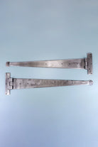 24″ Pair of Hand-Forged Coinbase T Hinges in Pewter Finish — G Decor