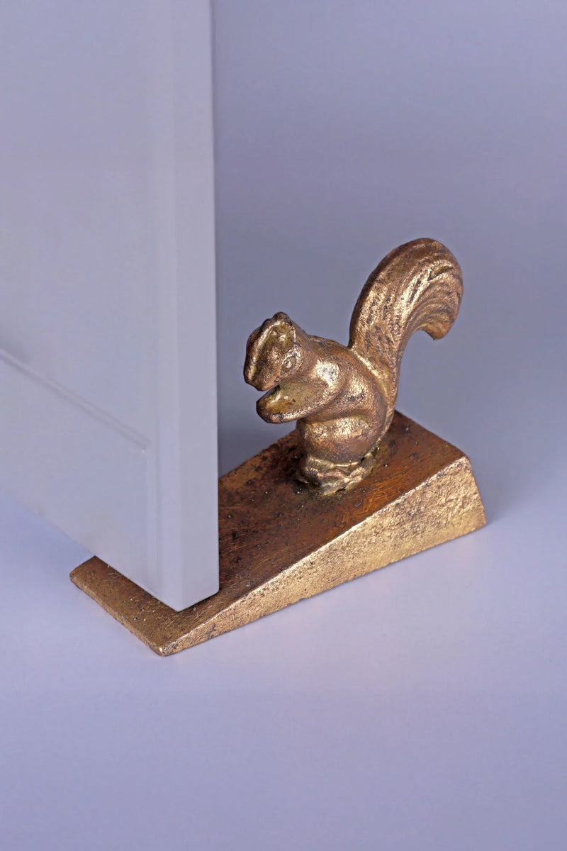 Antique Gold Squirrel Woodland Door Stopper