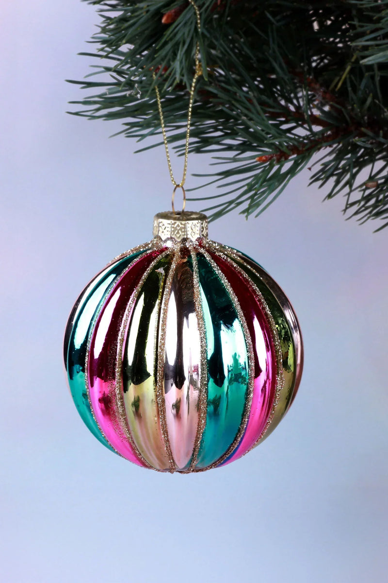 Boule de Noël en verre multicolore finie à la main Fête Foraine de Noël