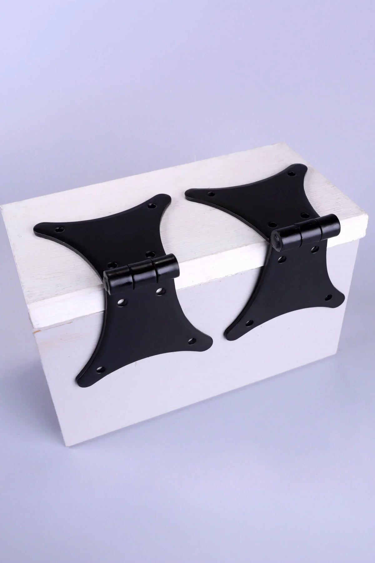 Pair of Hand-Forged Iron Butterfly Hinges, Black — G Decor