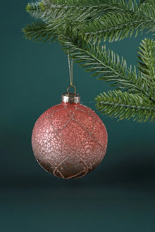 Boules de Noël en verre effet ombré : rose, blanc flocon et argent