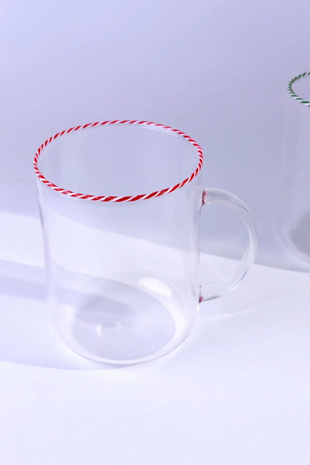 Twist Rim Glassware Tea and Coffee Mugs in Red Blue and Green — view 6, G Decor