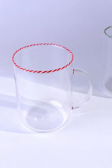 Twist Rim Glassware Tea and Coffee Mugs in Red Blue and Green
