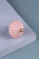 Belle Ombrelle Scalloped Flower Ceramic Cabinet Knob in Cream and Pink — lifestyle view, G Decor
