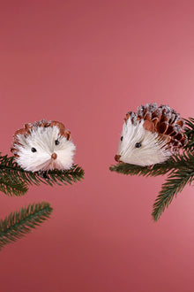 Handmade Natural Hedgehog Clip-On Christmas Decorations