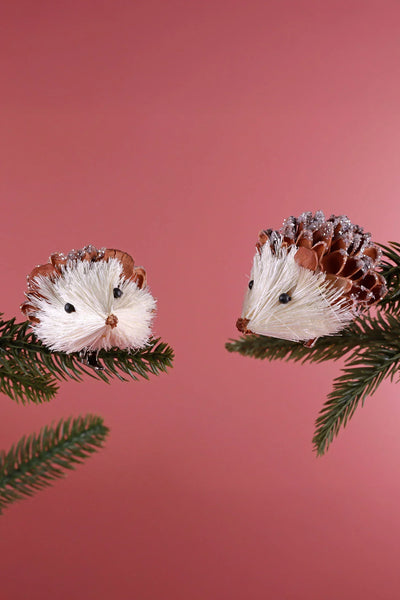 Handmade Natural Hedgehog Clip-On Christmas Decorations
