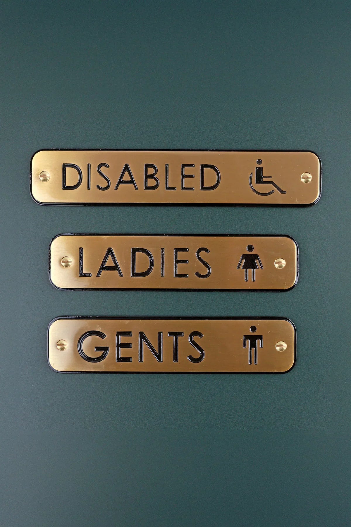 Satin Brass Engraved Door Sign for Ladies Gents or Disabled — G Decor
