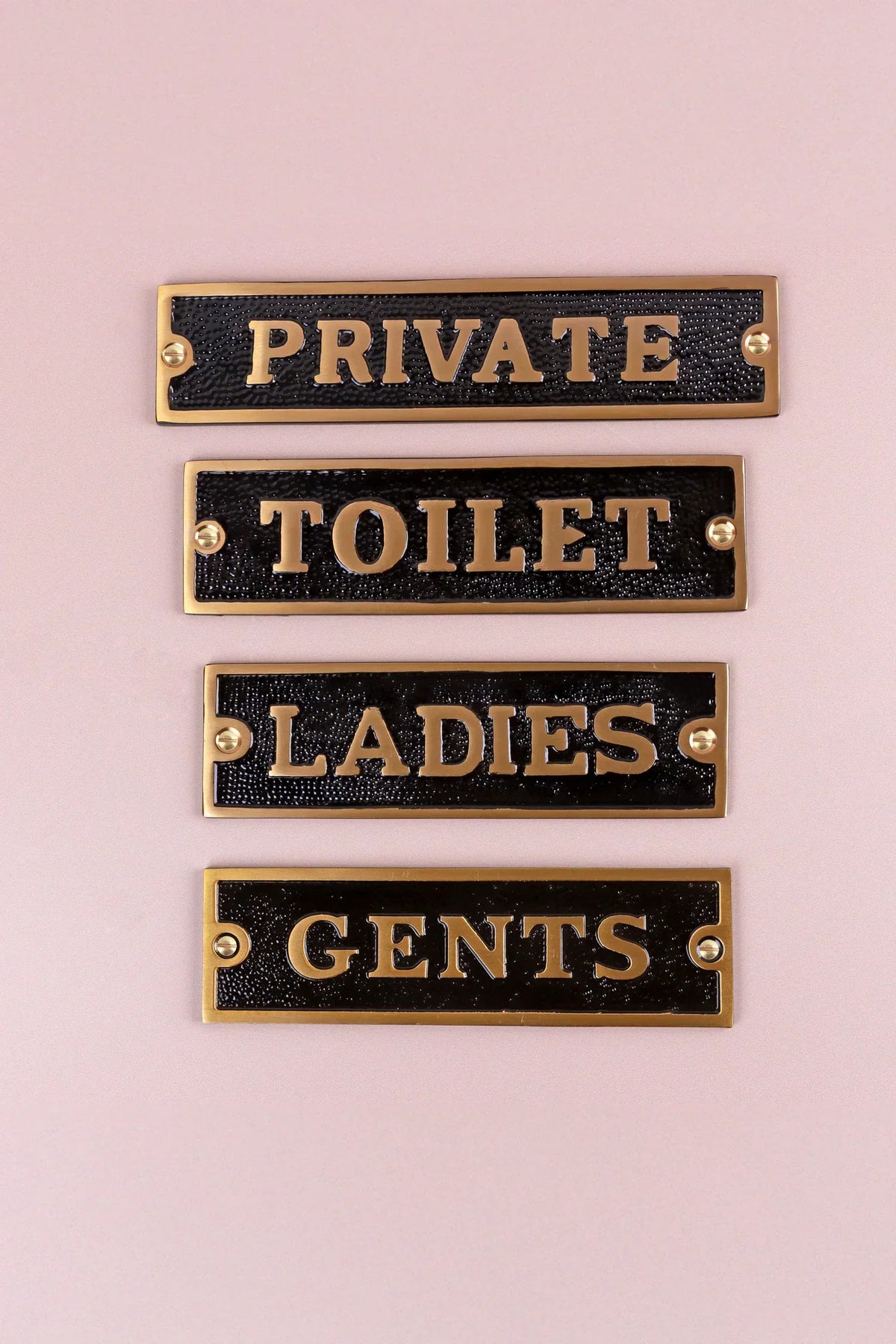 British Pub Black and Brass Raised-Letter Door Sign — lifestyle view, G Decor