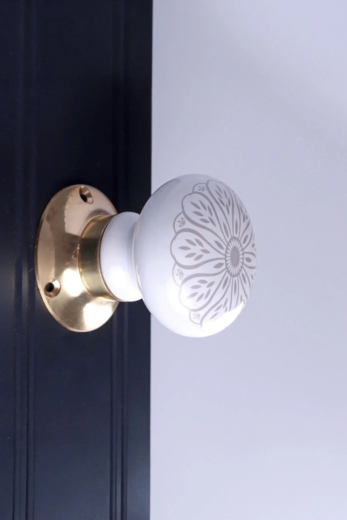 Success Porcelain Mortice Door Knobs with Brass Base — alternate view, G Decor
