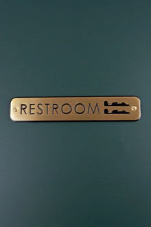 Satin Brass Engraved Door Sign for Restroom Toilets or Private