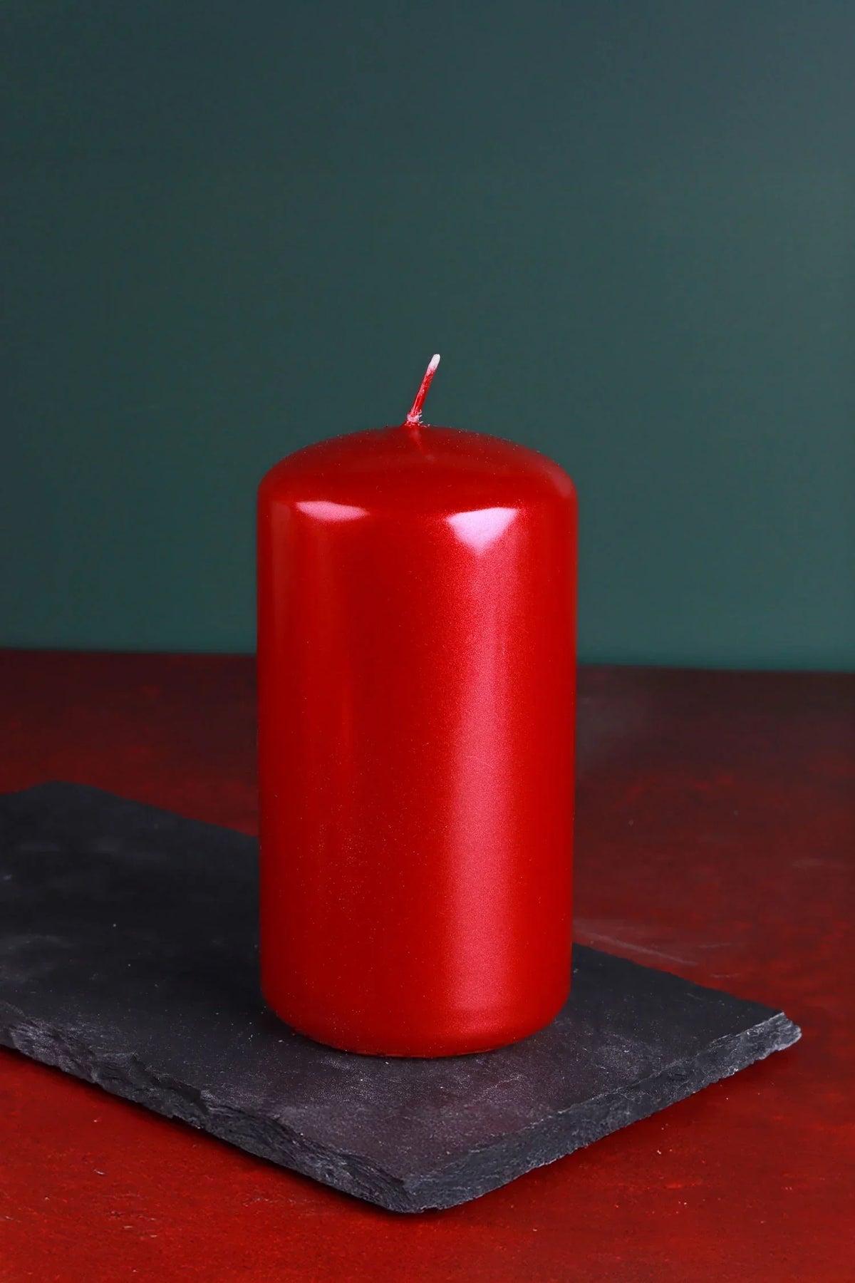 Grace Alouette Scarlet Red Lacquered Pillar and Ball Candles — view 7, G Decor