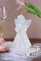 White Angel Hand-Finished Wax Candle with Snowflake Dress — G Decor