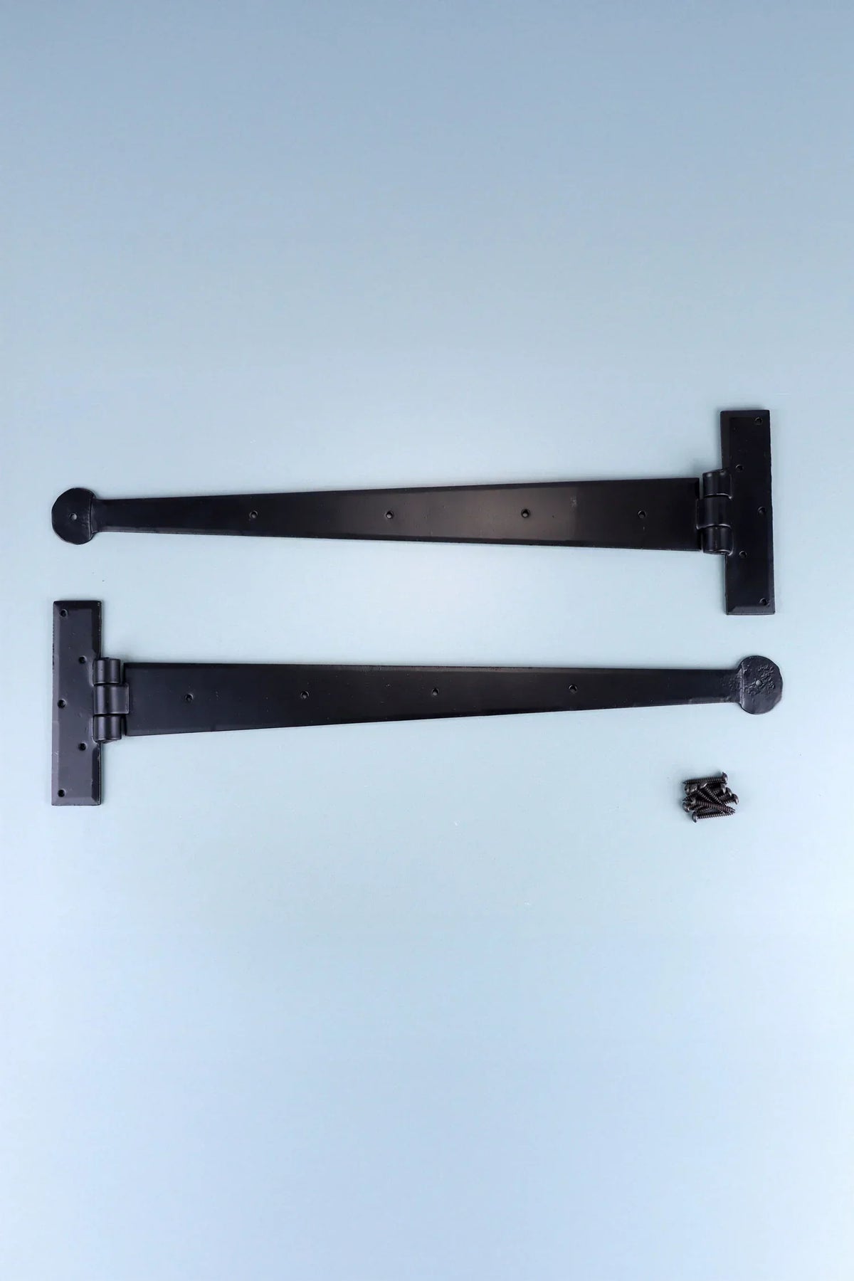 9″ 12″ or 18″ Pair of Hand-Forged Coinbase T Hinges in Black Finish — view 5, G Decor