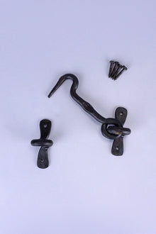 Hand-Forged Hook and Eye Gate Cabin Fastener in Beeswax Finish
