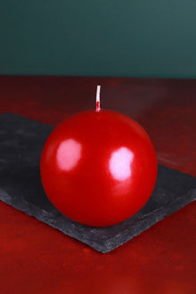Grace Alouette Scarlet Red Lacquered Pillar and Ball Candles