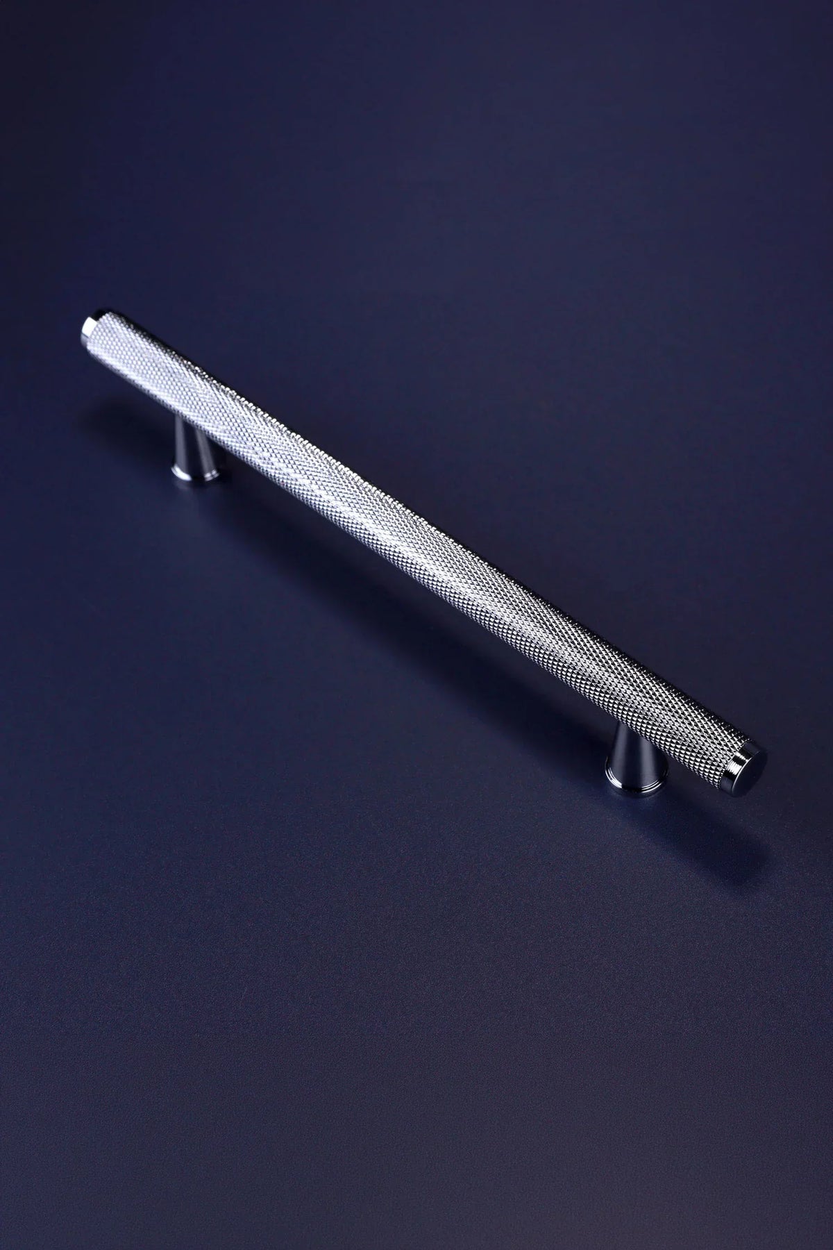 Chelsea Diamond-Knurled Brass Bar Pull Handle in Polished Chrome — view 8, G Decor
