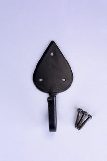 Traditional Teardrop Forged Wall Coat Hook in Black Beeswax or Pewter