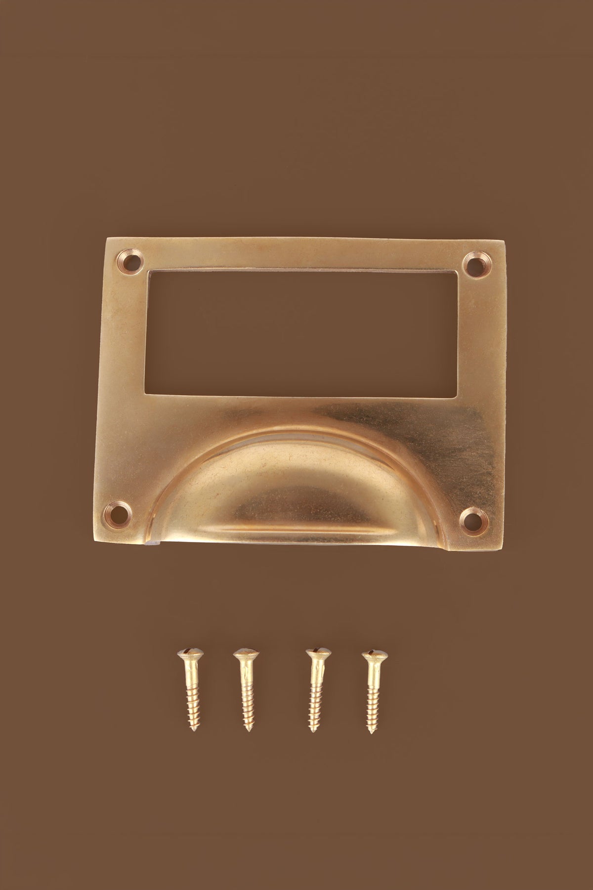 Card frame cup pull in aged brass