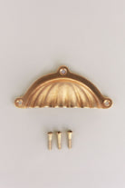 Scalloped cup pull in aged brass