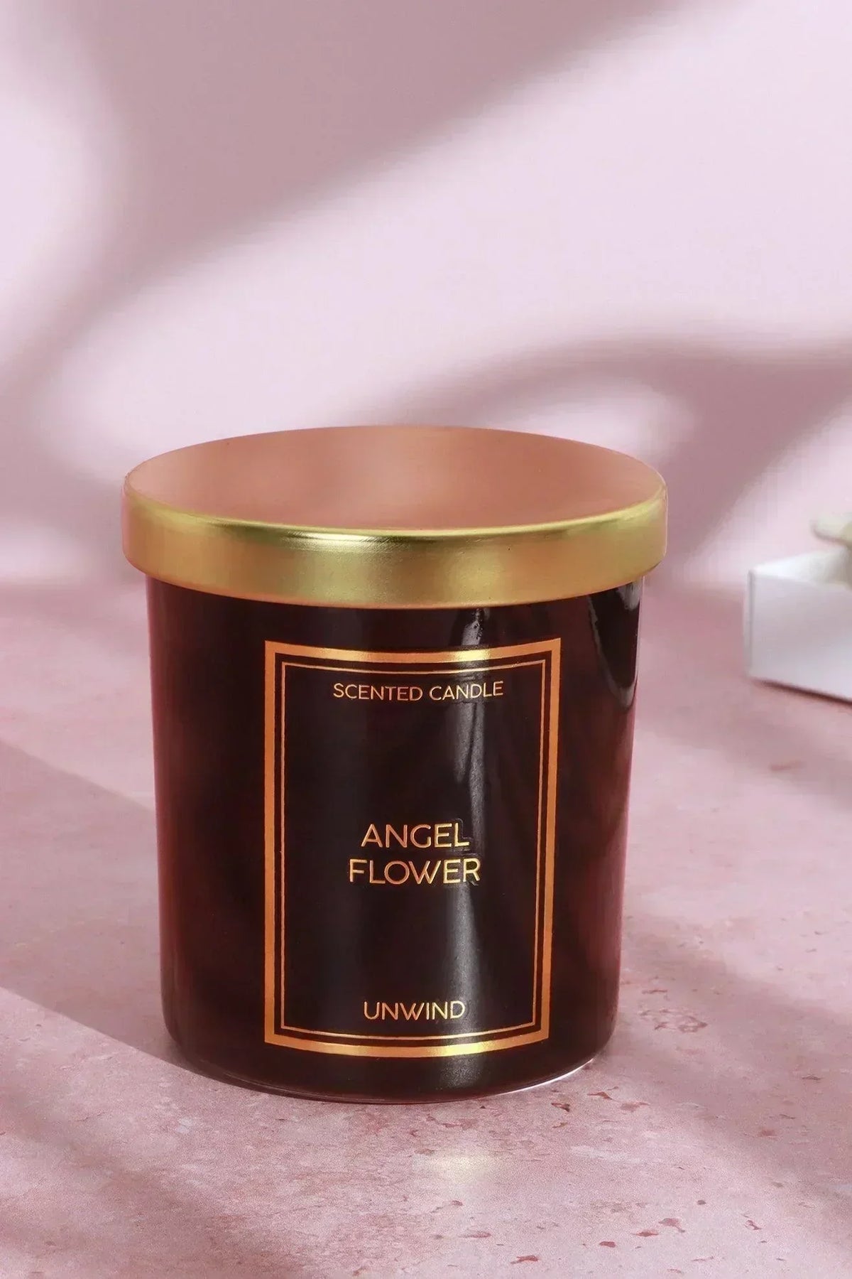 Angel Flower Soy Wax Scented Candle in Jasmine Heliotrope and Musk — close-up view, G Decor