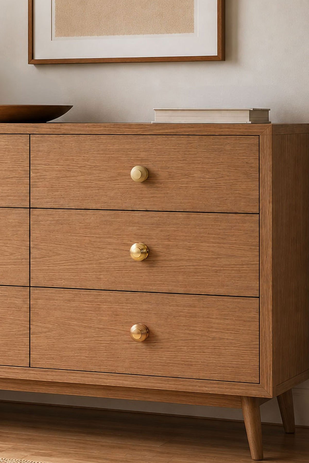 Beehive cabinet knob in polished, aged and satin brass, second view