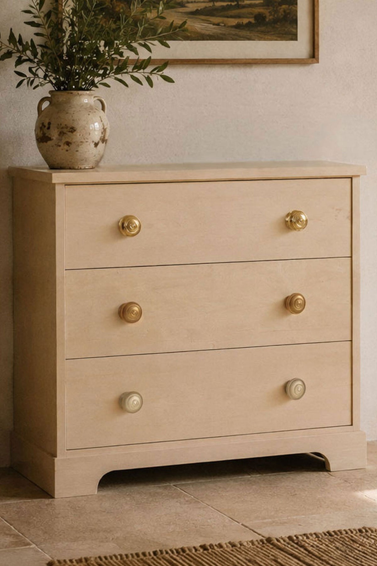Bloxwich cabinet knob in polished, aged and satin brass, second view