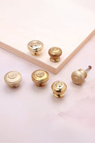 Bloxwich cabinet knob in polished, aged and satin brass, fourth view