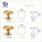 Size drawing: brass flat top cabinet knob